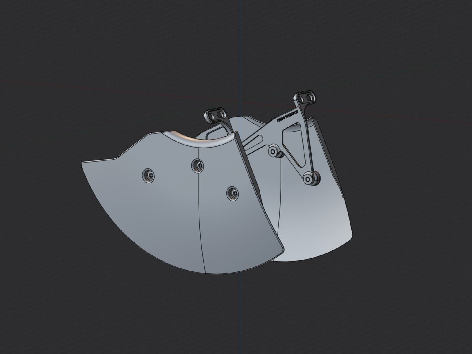 CAD model of a carbon fibre brake duct being prepared for composite manufacturing